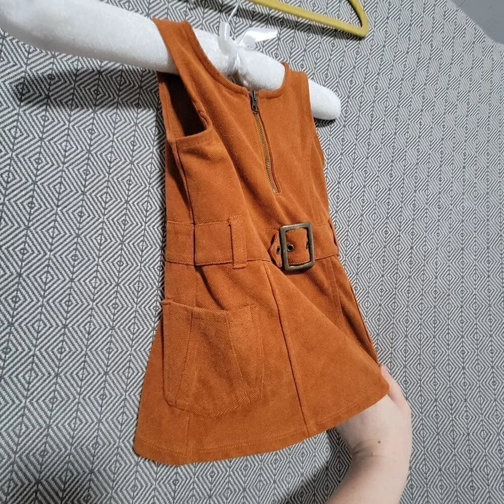 Genuine Kids From OshKosh  Copper/ Brown Dress With Built In Belt & Pockets 18M